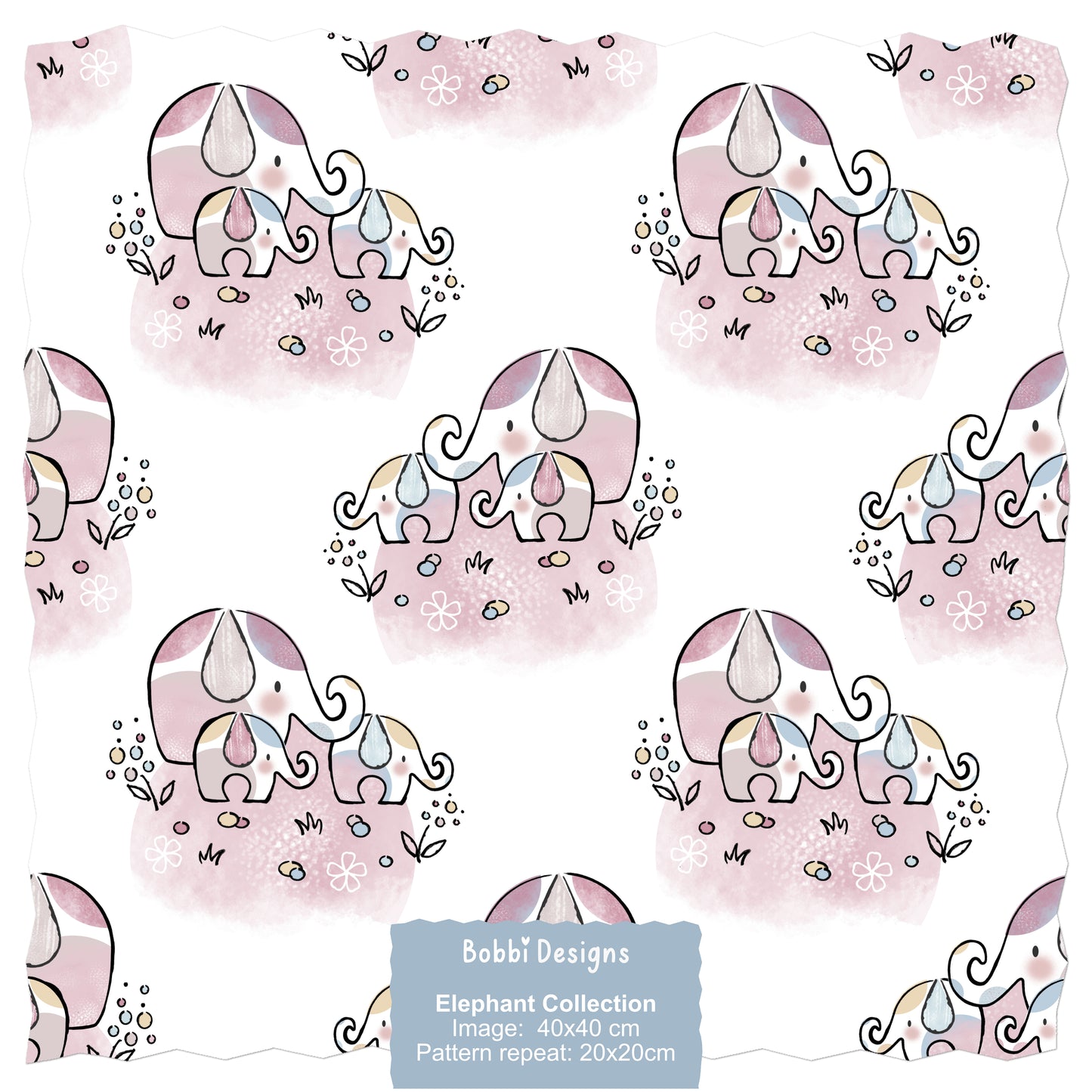 Elephant Family Seamless Pattern Design