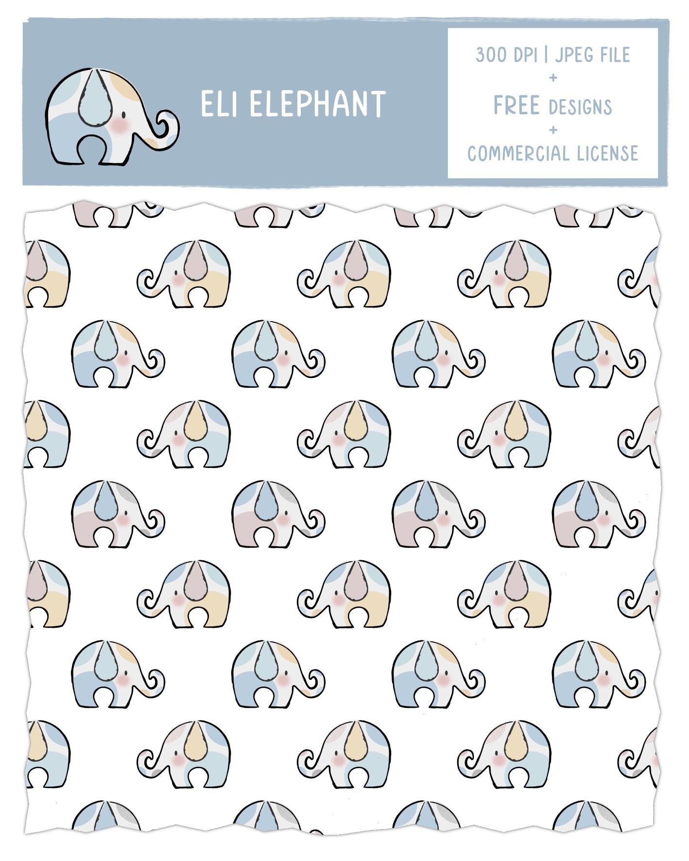 Eli Elephant Seamless Pattern Design