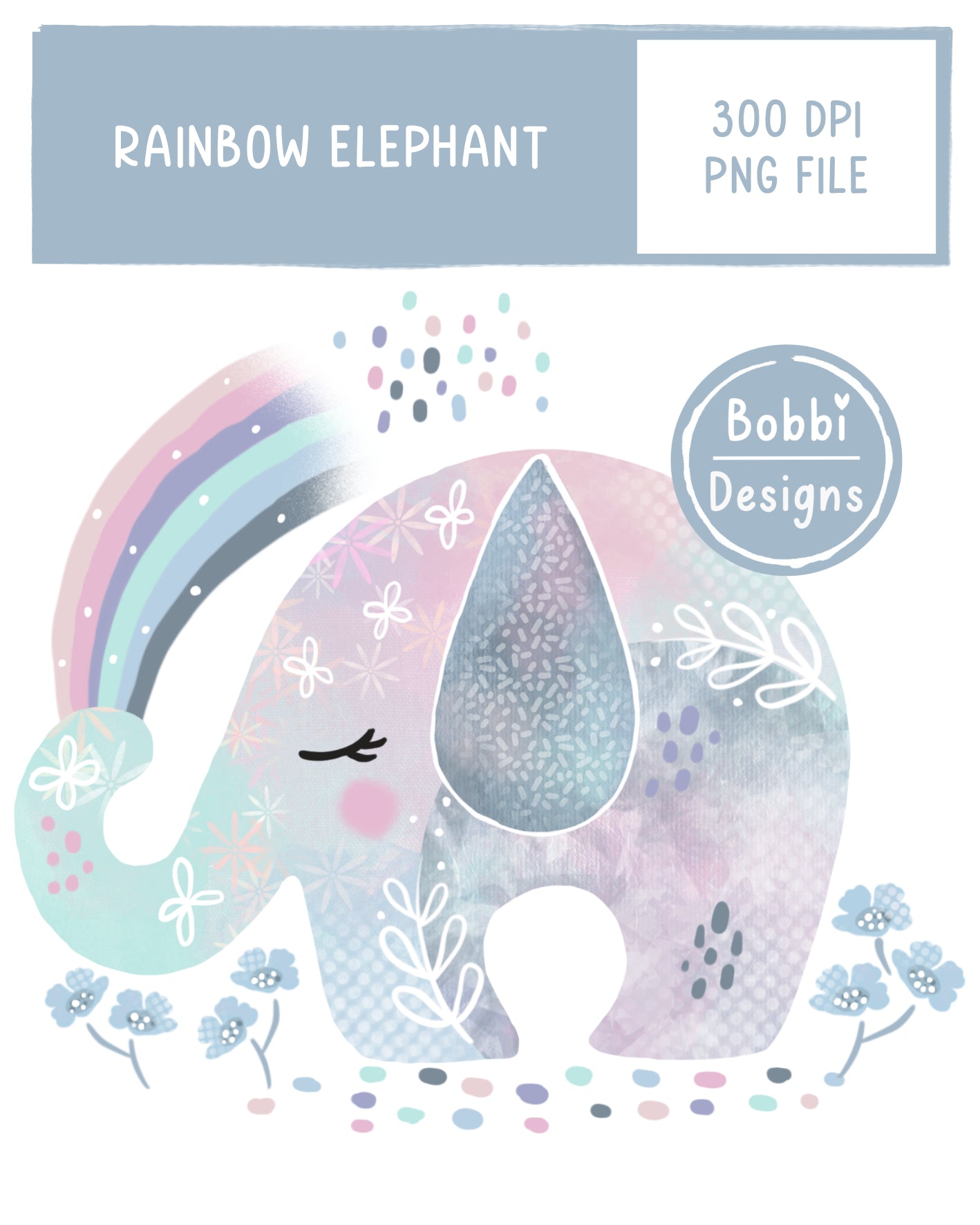 Rainbow Elephant Children's Illustration