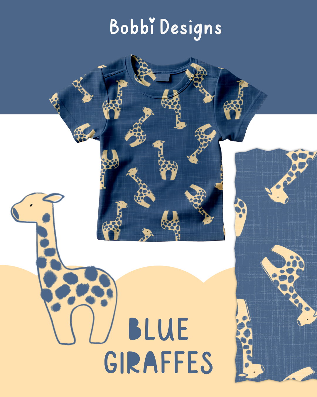 Blue Giraffes Kids Pattern Design