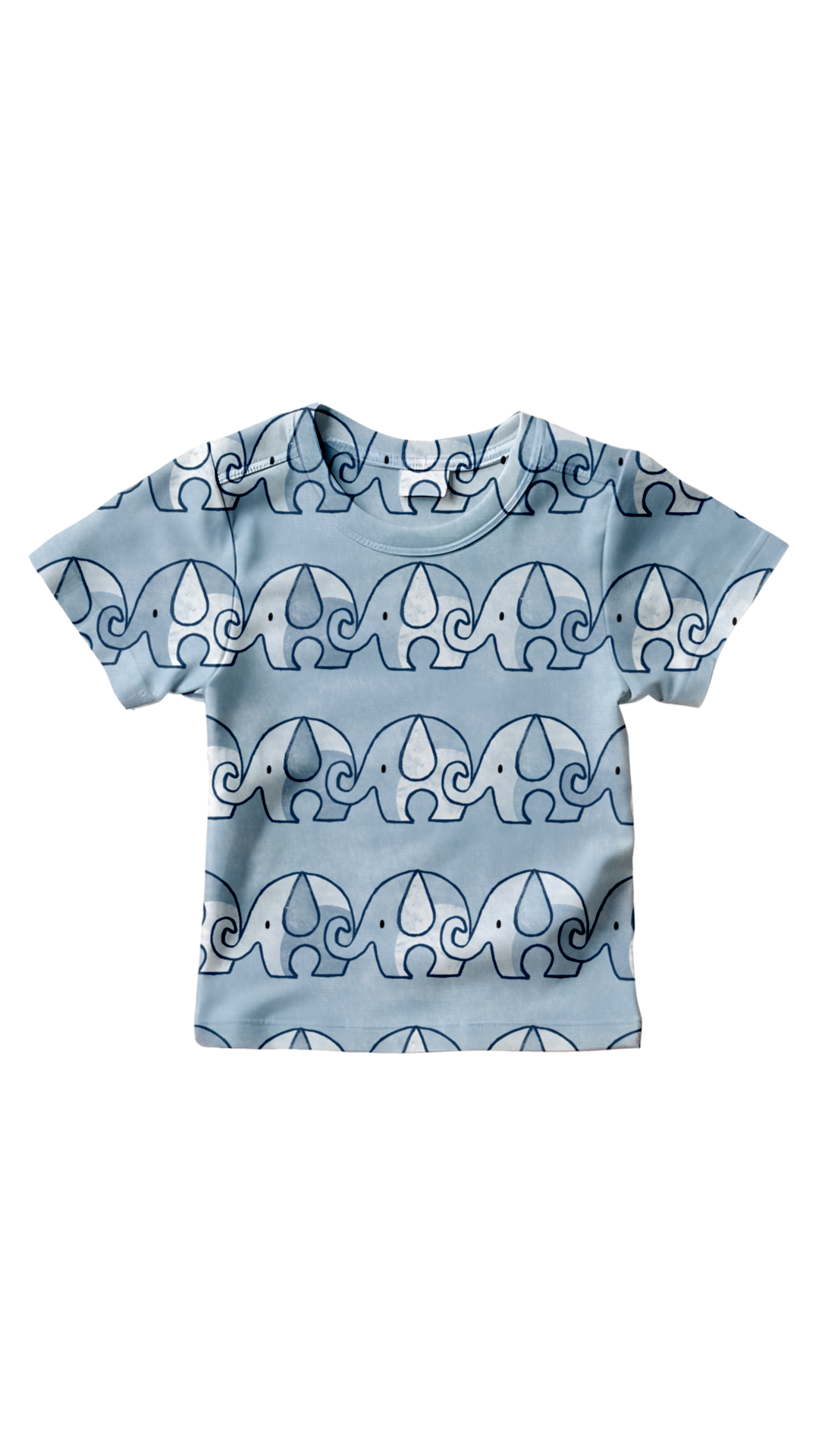 Elephant March in Blue Kids Pattern Design