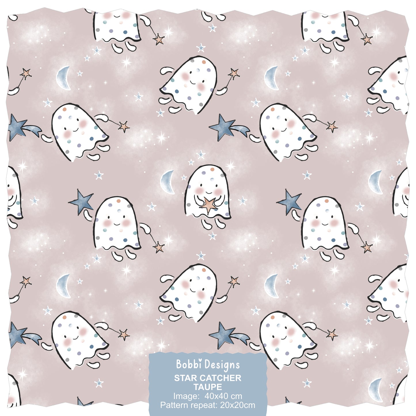Star Catcher Halloween Seamless Pattern Design In Taupe