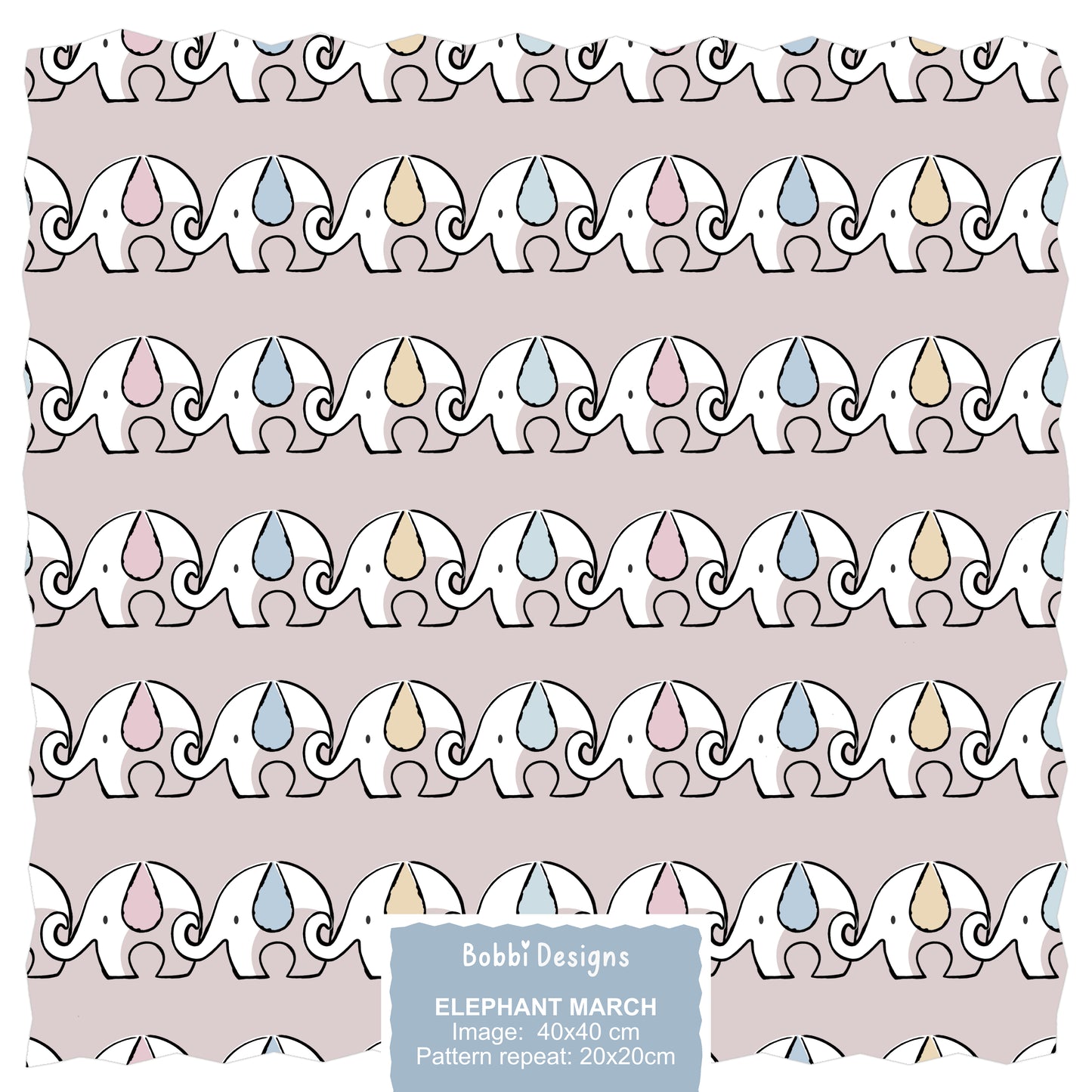Elephant March Seamless Pattern Design