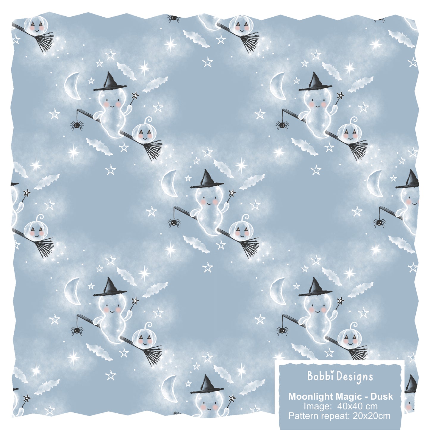 Moonlight Magic Halloween Seamless Pattern Design in Dusk