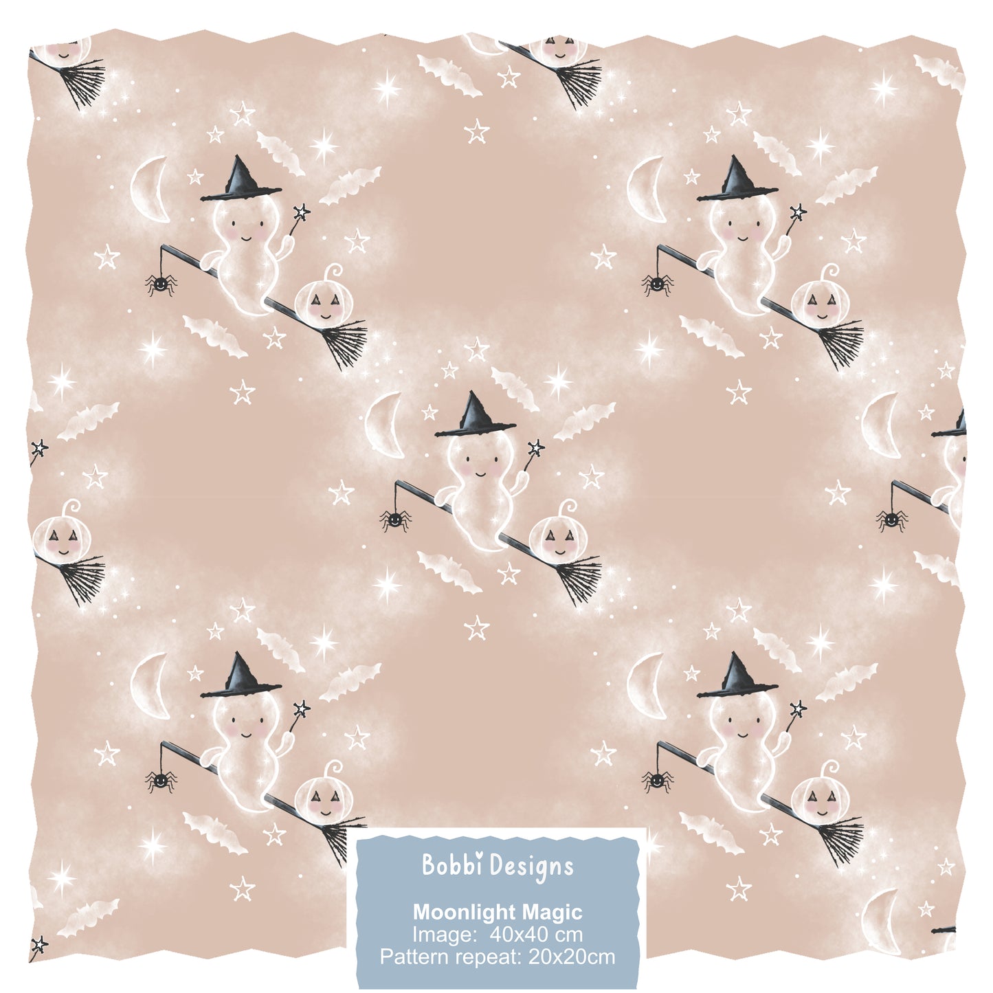 Moonlight Magic Halloween Seamless Pattern Design In Pumpkin