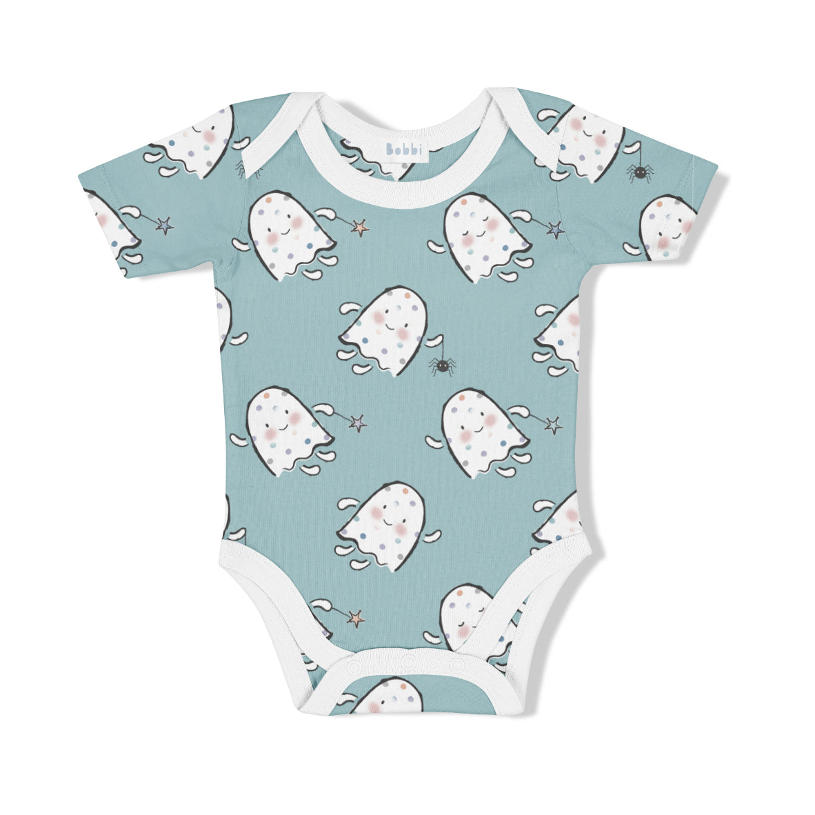 Dotty the Little Ghost Halloween Seamless Pattern Design In Marrow