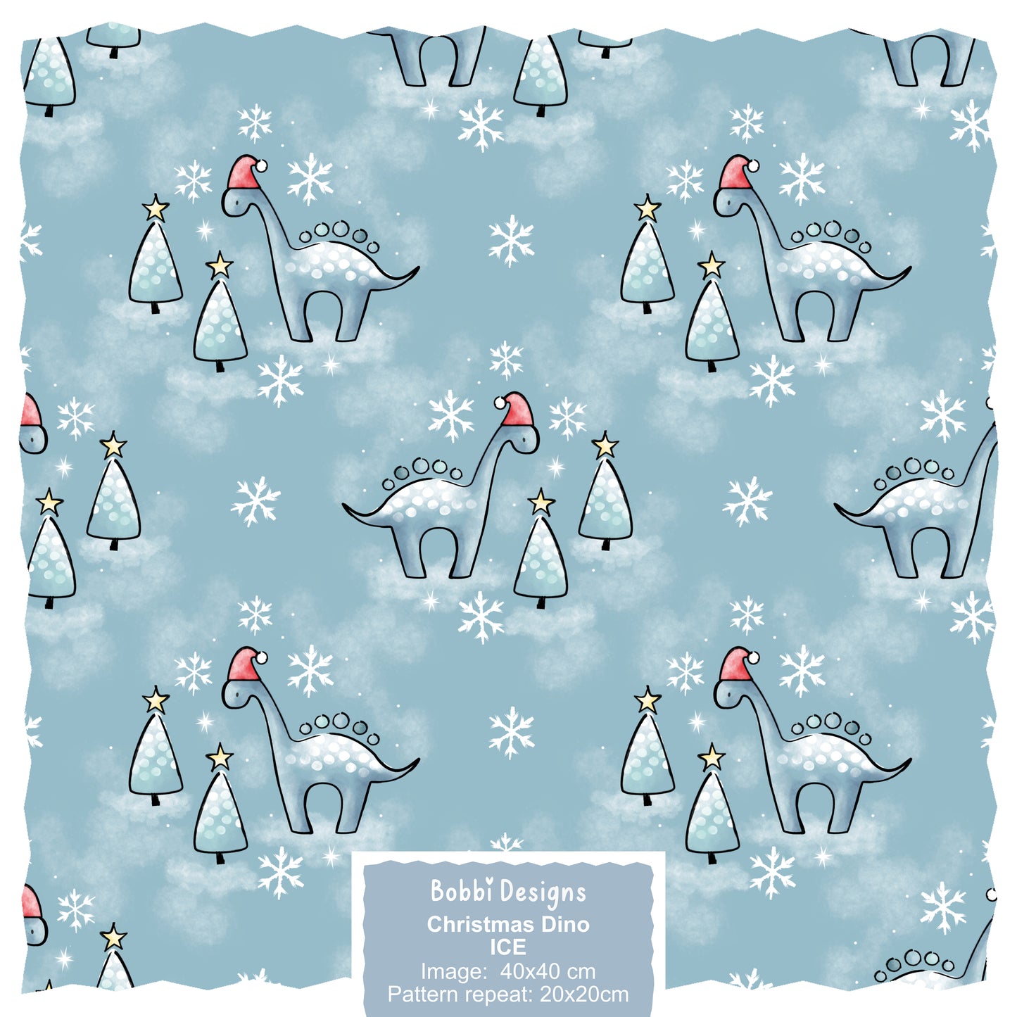 Christmas Dino Seamless Pattern Design Ice