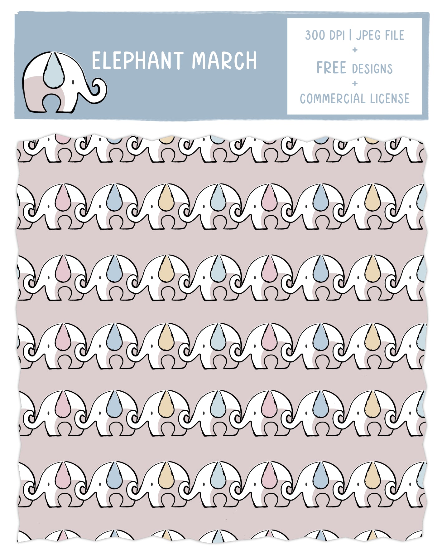Elephant March Seamless Pattern Design