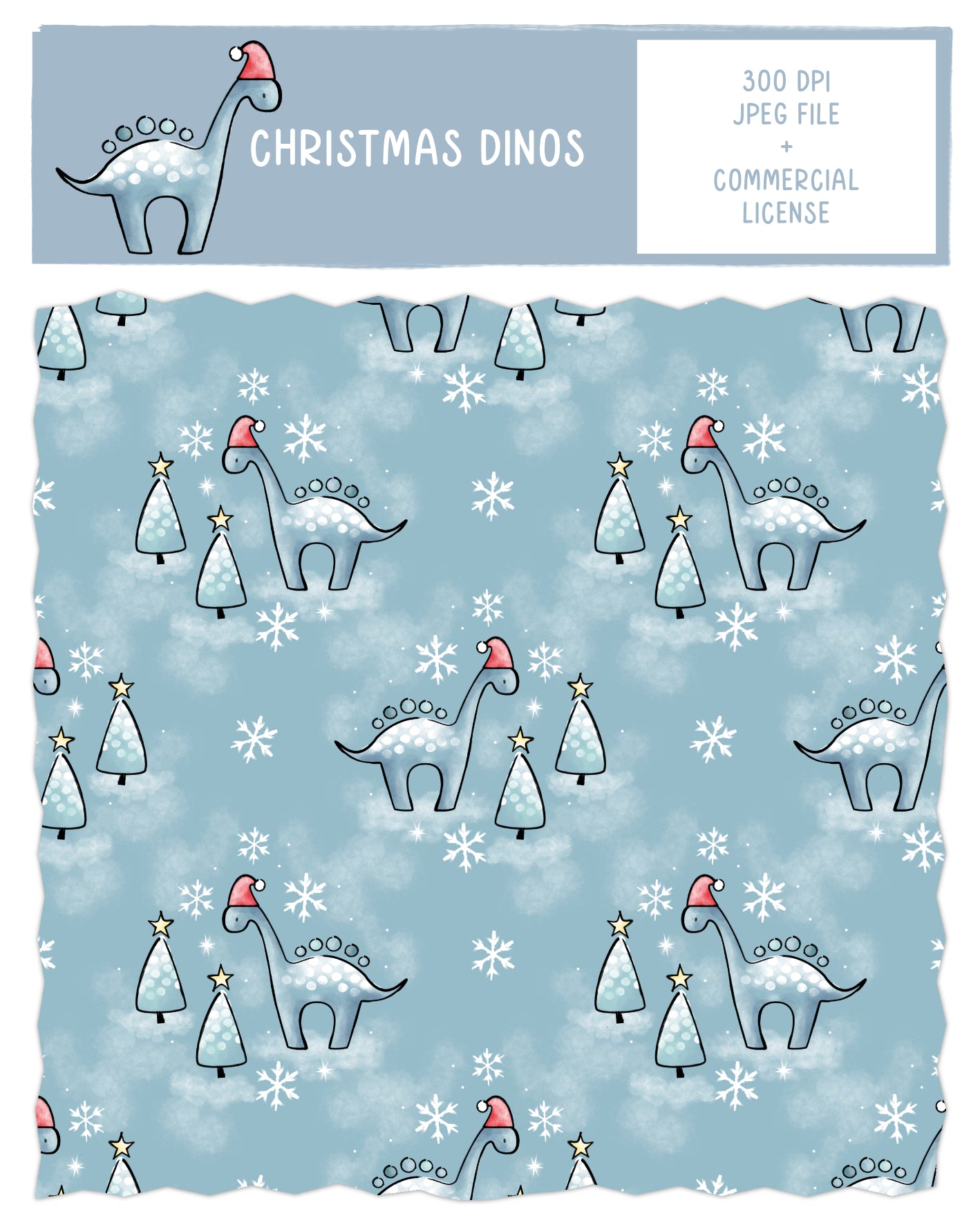 Christmas Dino Seamless Pattern Design Ice