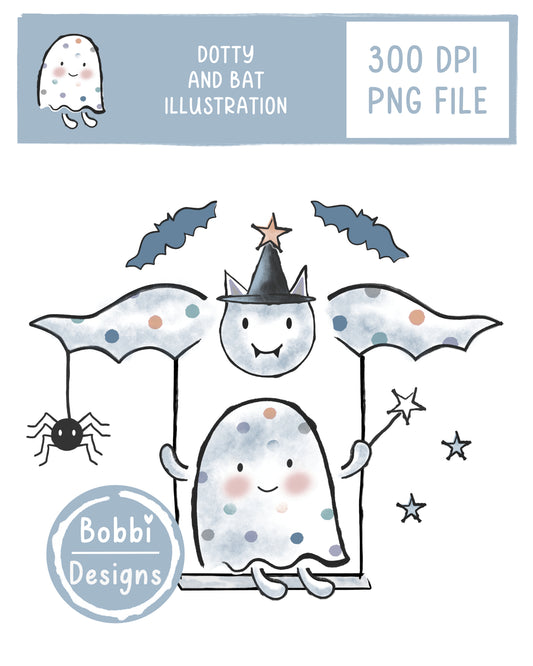 Dotty and Bat Illustration