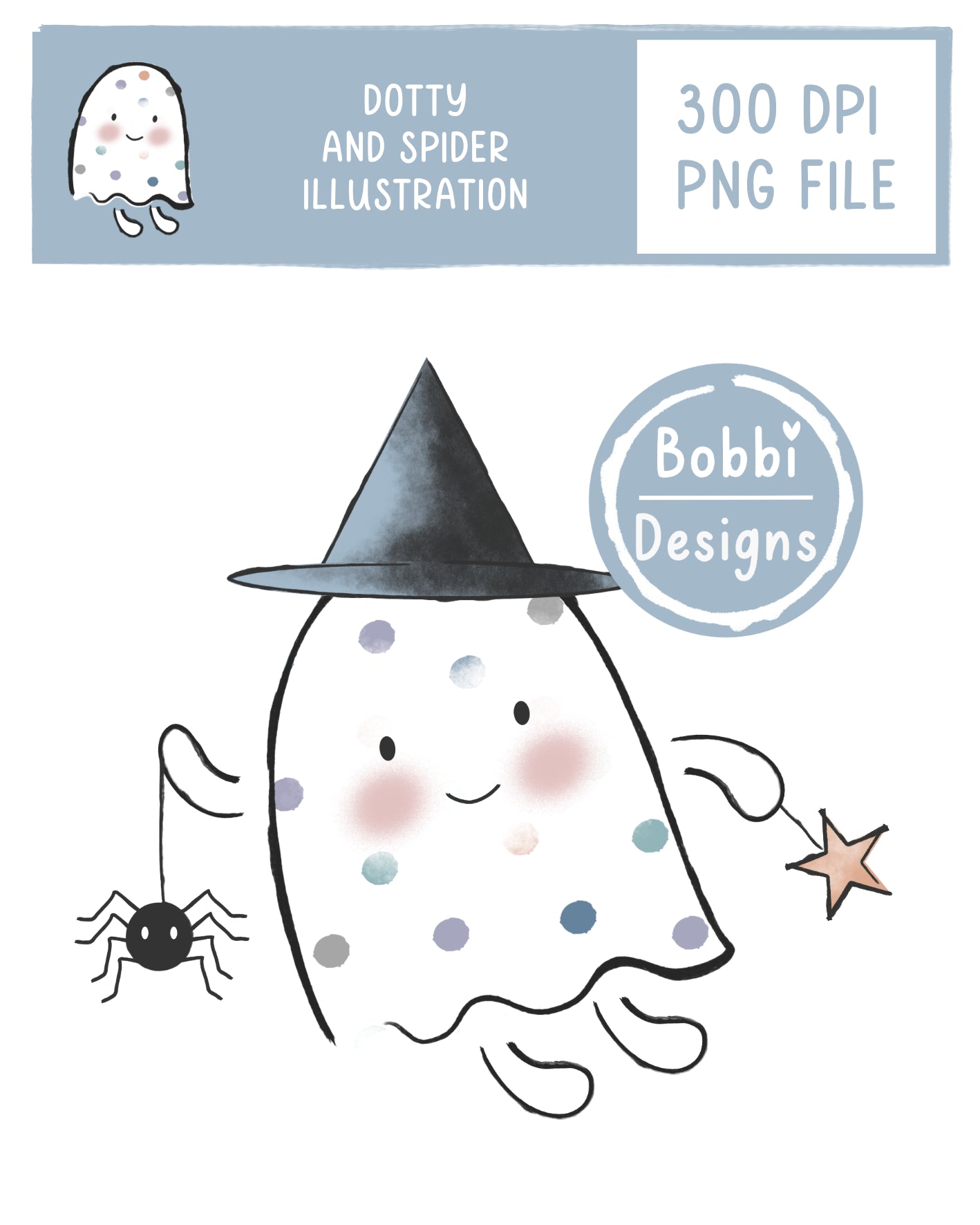 Dotty and Spider Halloween Illustration