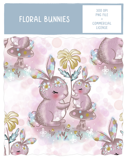 Floral Bunnies Kids Pattern Design