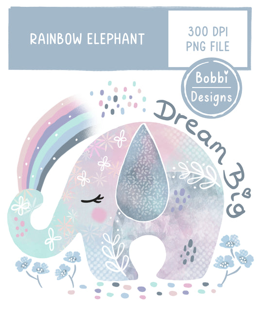 Rainbow Elephant Children's Illustration