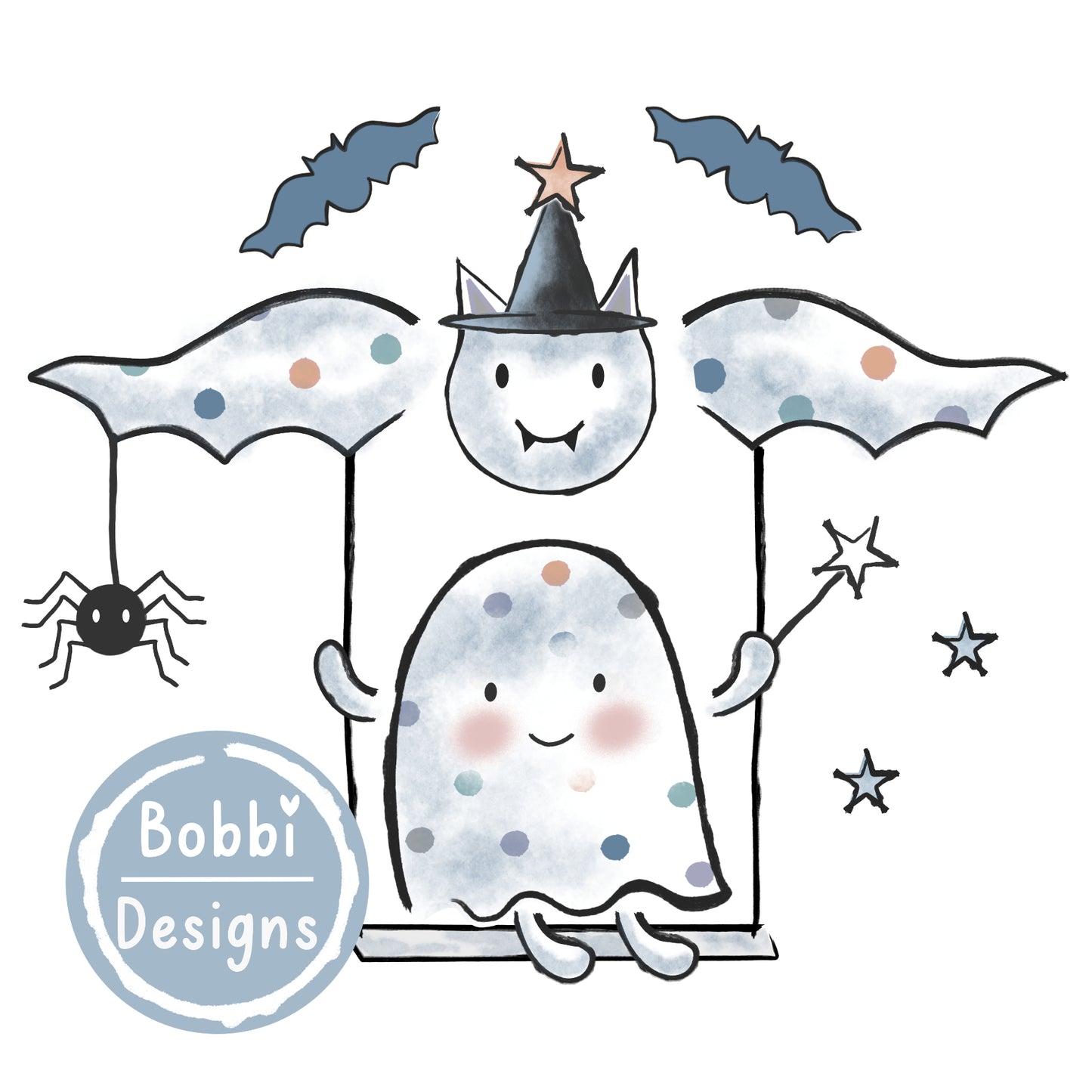 Dotty and Bat Illustration