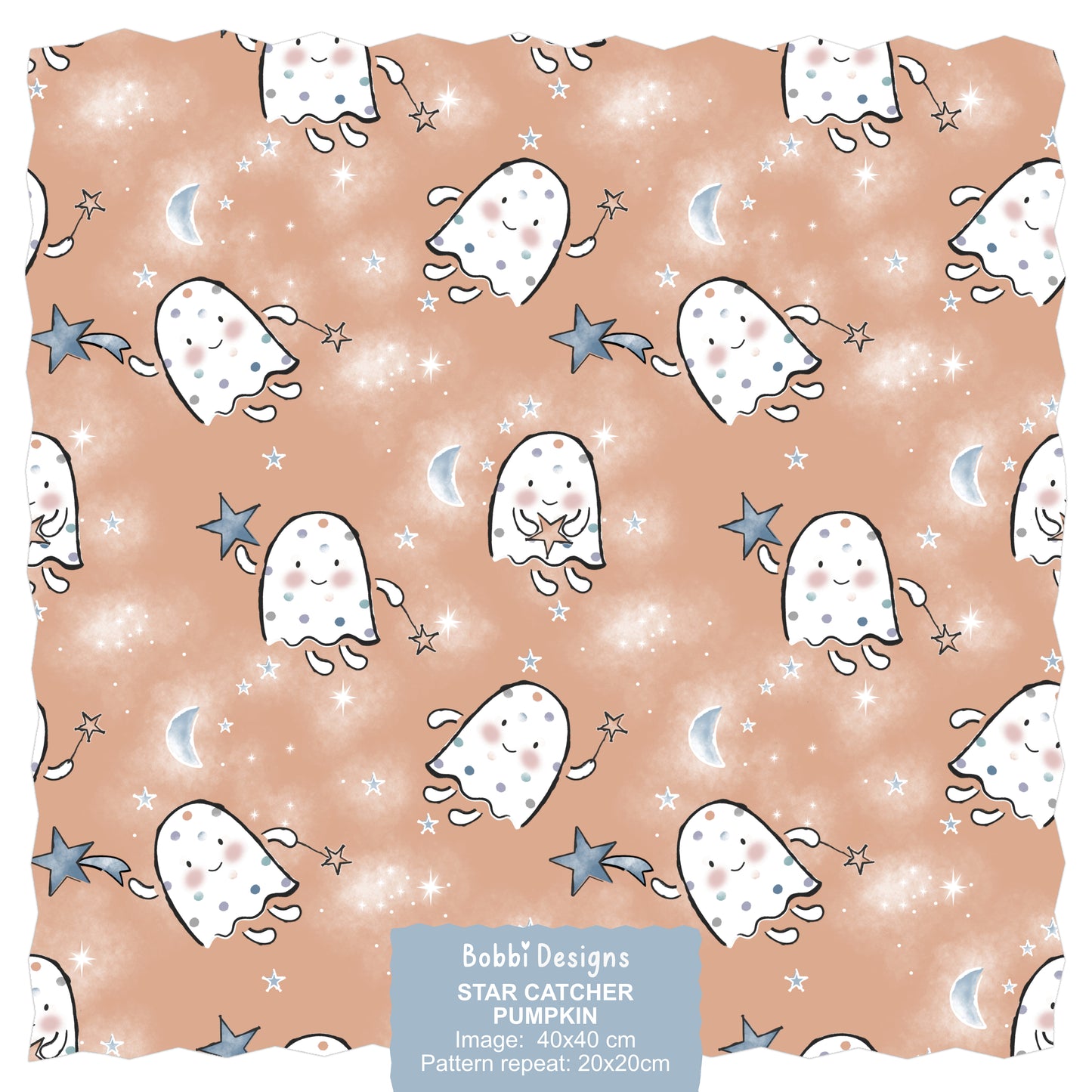 Star Catcher Halloween Seamless Pattern Design In Pumpkin