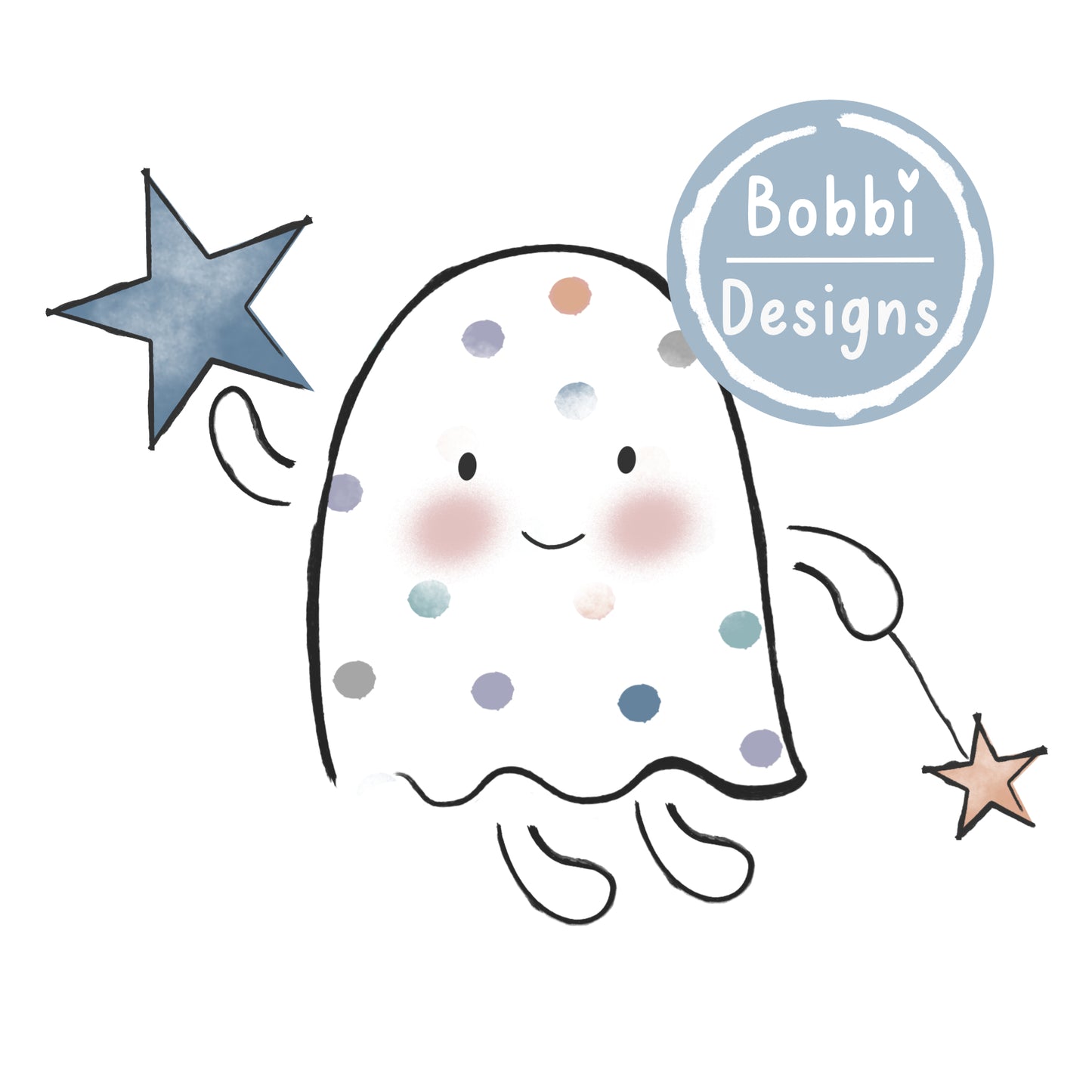 Dotty the Little Ghost Halloween Illustration