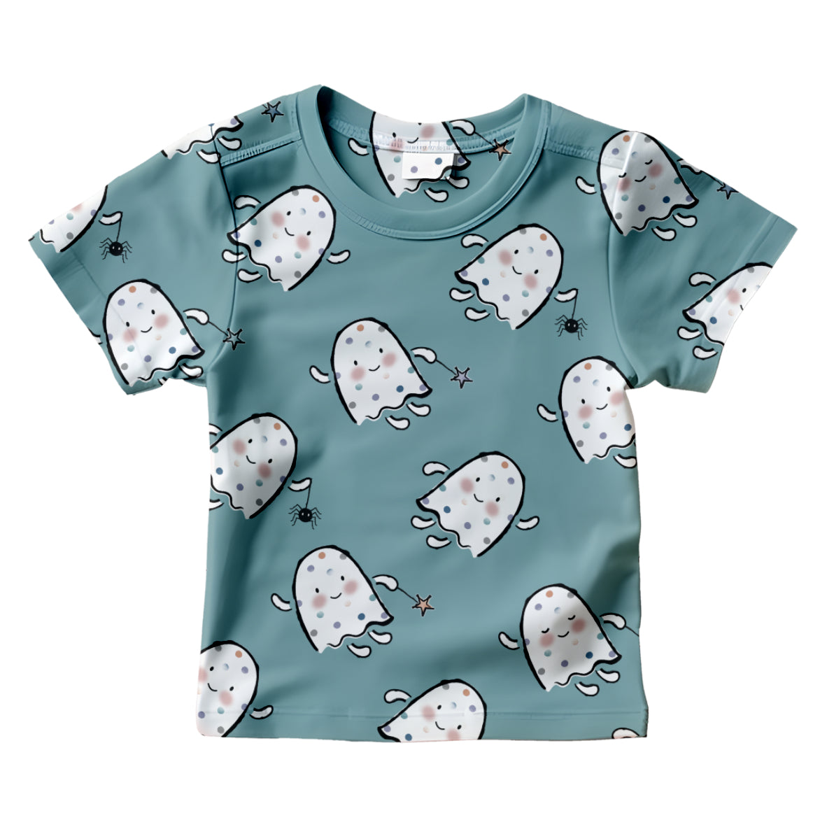 Dotty the Little Ghost Halloween Seamless Pattern Design In Marrow